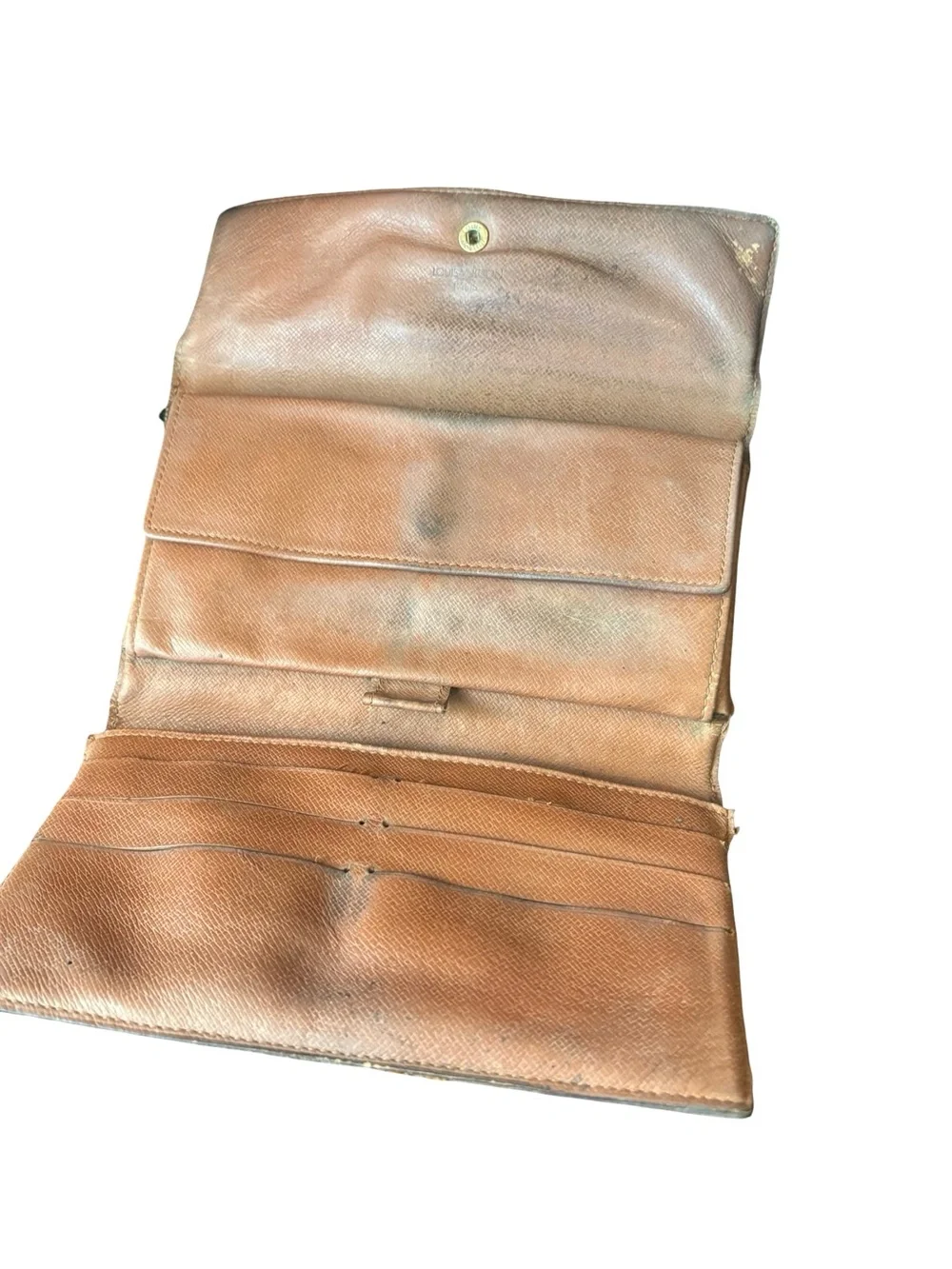 Louis Vuitton Monogram Canvas Fold-Over Continental Wallet in Brown/Gold